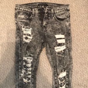 Flying Monkey Acid-Wash Ripped Jeans
